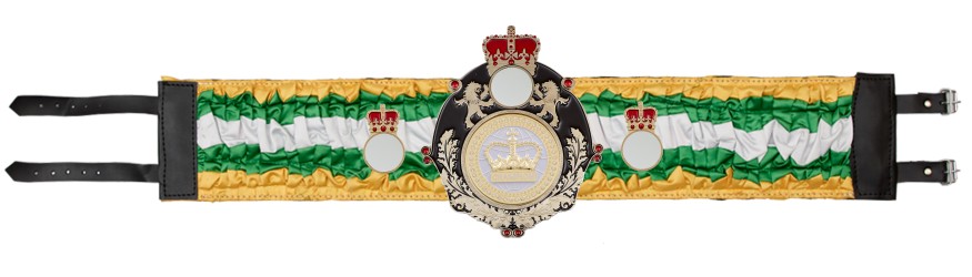 QUEENSBURY WHITE CHAMPION CROWN SILK CHAMPIONSHIP BELT - QUEEN/B/WHTGEM/SILK - AVAILABLE IN 6 COLOURS QUEENSBURY WHITE CHAMPION CROWN SILK CHAMPIONSHIP BELT - QUEEN/B/WHTGEM/SILK - AVAILABLE IN 6 COLOURS